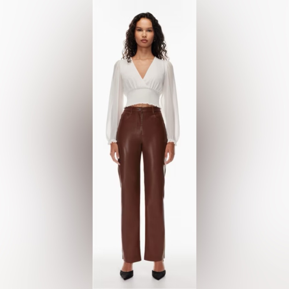 New Aritzia Wilfred The Melina™High-Waisted Vegan Leather Fall Pants Sz 2